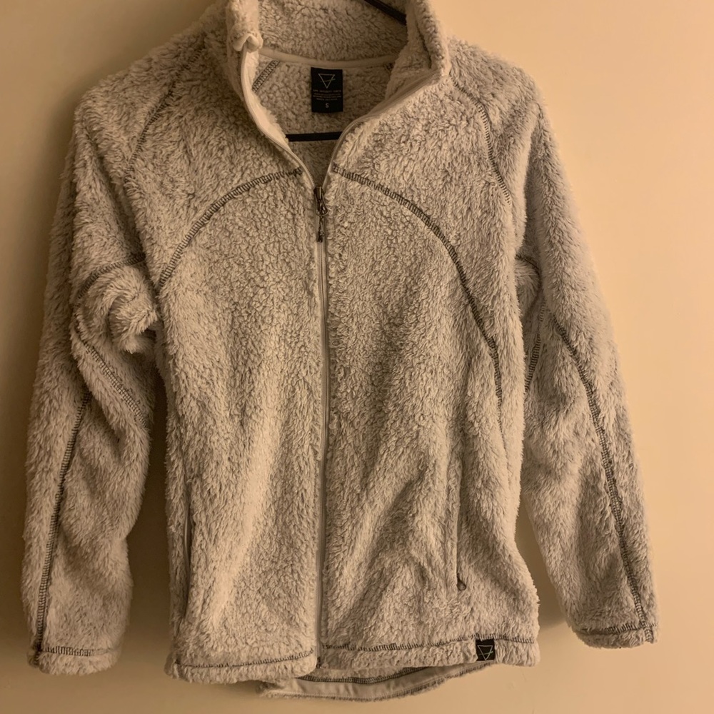 Gray soft/fuzzy zip up fleece